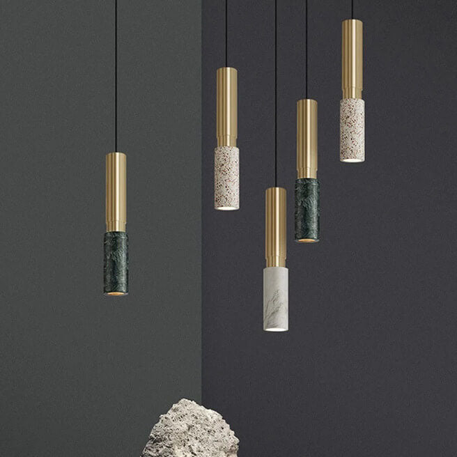 Nordic Minimalist Terrazzo Column Metal 1-light Pendant Light BulbSquare