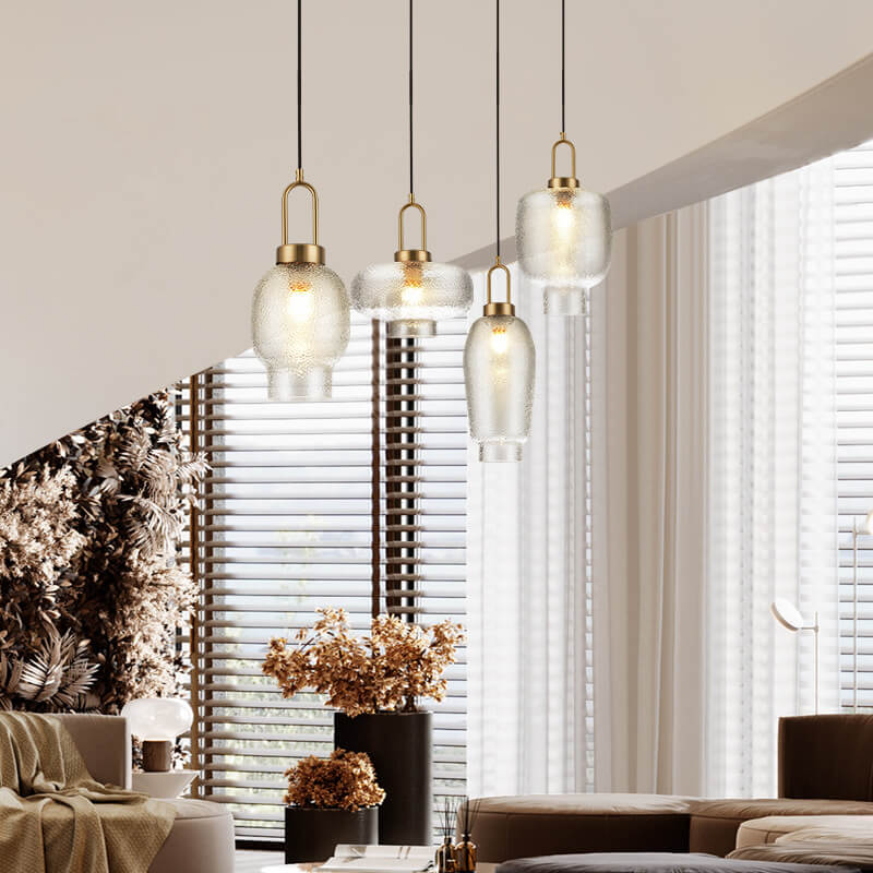 Nordic Light Luxury Oval Clear Glass 1-light Pendant Light BulbSquare