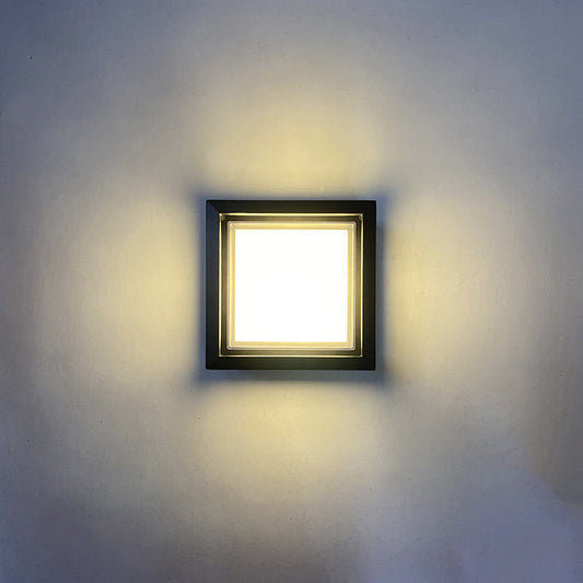 Modern Minimalist Waterproof Square Aluminum Acrylic LED Outdoor Wall Sconce Lamp For Garden