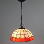 Tiffany Vintage Gemstone Stained Glass Dome 3-light Pendant Light BulbSquare