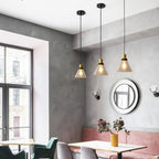 Vintage Minimalist Semi-circular Cone Cup Iron Glass 1-light Pendant Light BulbSquare
