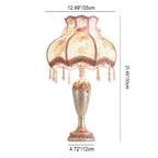 Traditional European Rose Vase Base Resin Fabric 1-Light Table Lamp For Bedroom Lumendat