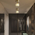 European Light Luxury Round Head Iron Glass 1-light Semi-flush Mount Light