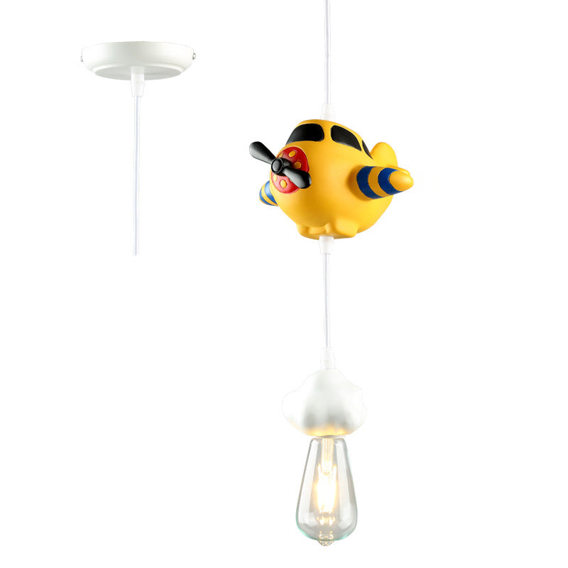 Lumendat Modern Art Deco Kids Resin Airplane Cloud 1/3 Light Chandelier For Dining Room Lumendat