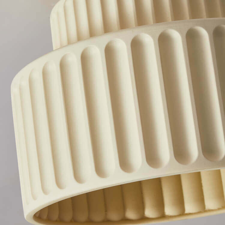 Contemporary Nordic Cream Style Hand Sculpted Stripes Resin Round 1-Light Flush Mount Ceiling Light For Entryway Lumendat