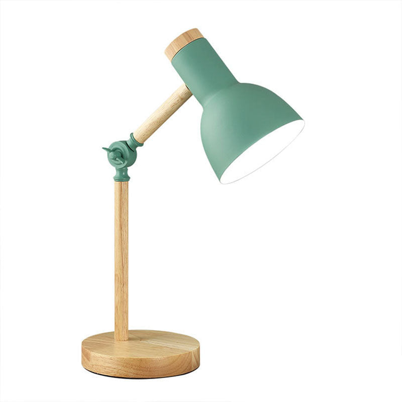 Contemporary Nordic Iron Semi-Circular Shade Wooden Base 1-Light Table Lamp For Study Lumendat