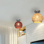 Contemporary Scandinavian Iron Aluminum Weaving Ball 1-light Semi-flush Mount Ceiling Light for Hallway