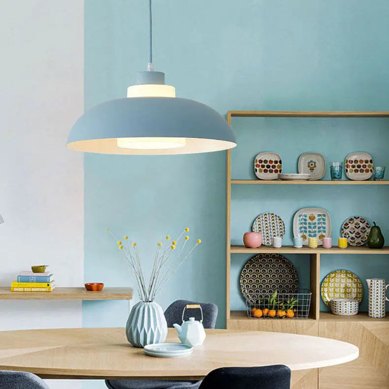 Modern Solid Color Macaron Acrylic Aluminum 1-light Pendant Light BulbSquare