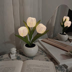 Tulip Simulation Bouquet Ceramic Flower Pot LED Night Light Table Lamp Lumendat