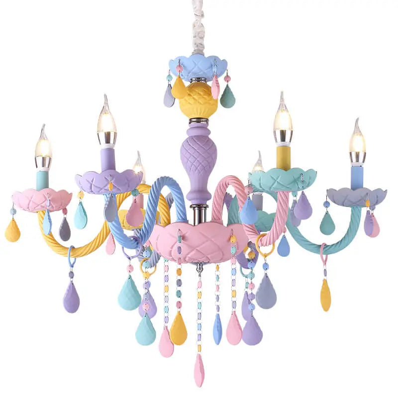 Modern Children's Princess Macaroon Candelabra Crystal Glass 5/6/8/10/12/15 Light Chandelier Lumendat