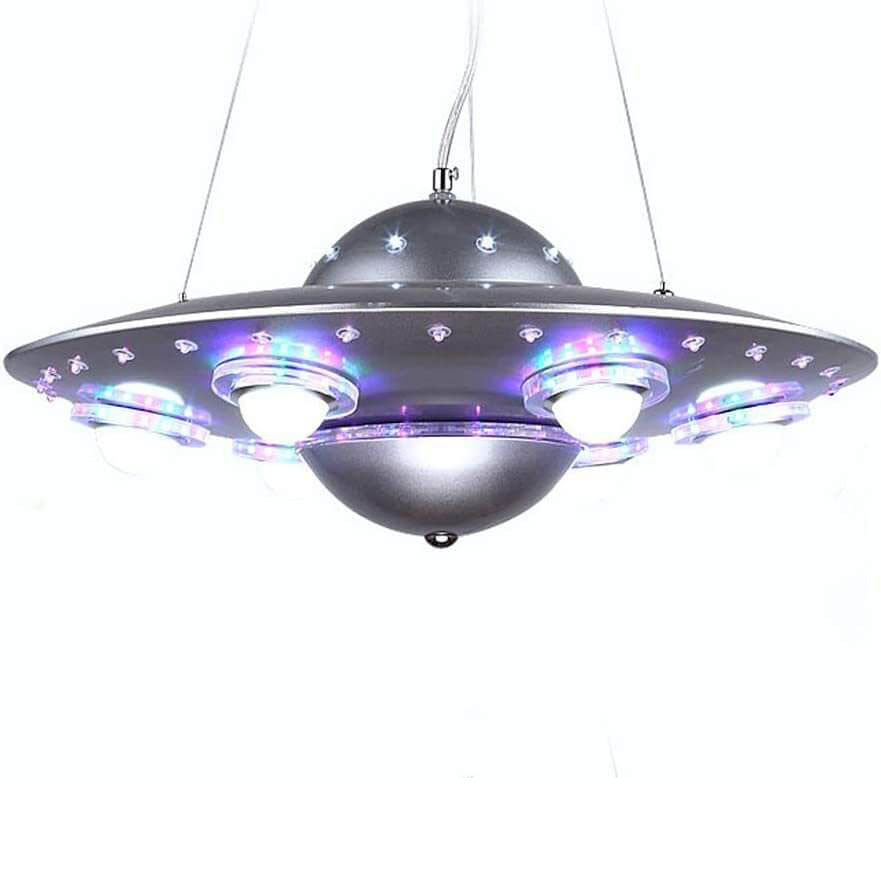 Lumendat Contemporary Creative Kids Spaceship Iron Glass LED Chandelier For Bedroom Lumendat