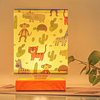 Lumendat Contemporary Creative Kids Rectangular Solid Wood Fabric LED Table Lamp For Bedroom Lumendat