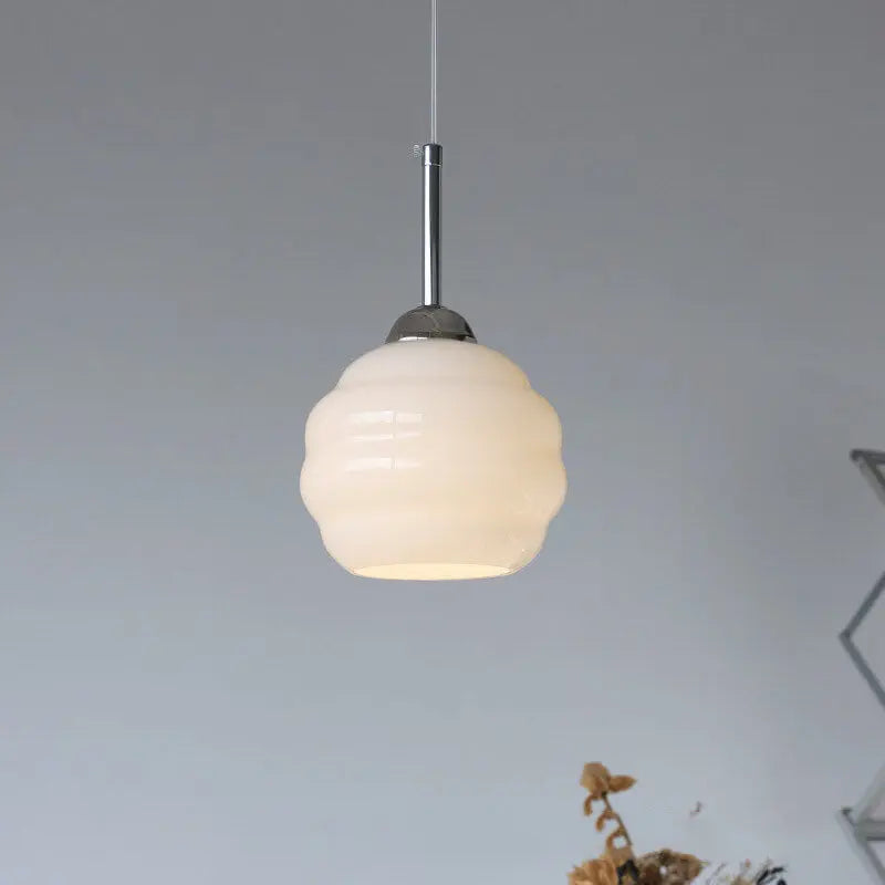 Vintage French Glass Round Tart 1-light Pendant Light Lumendat