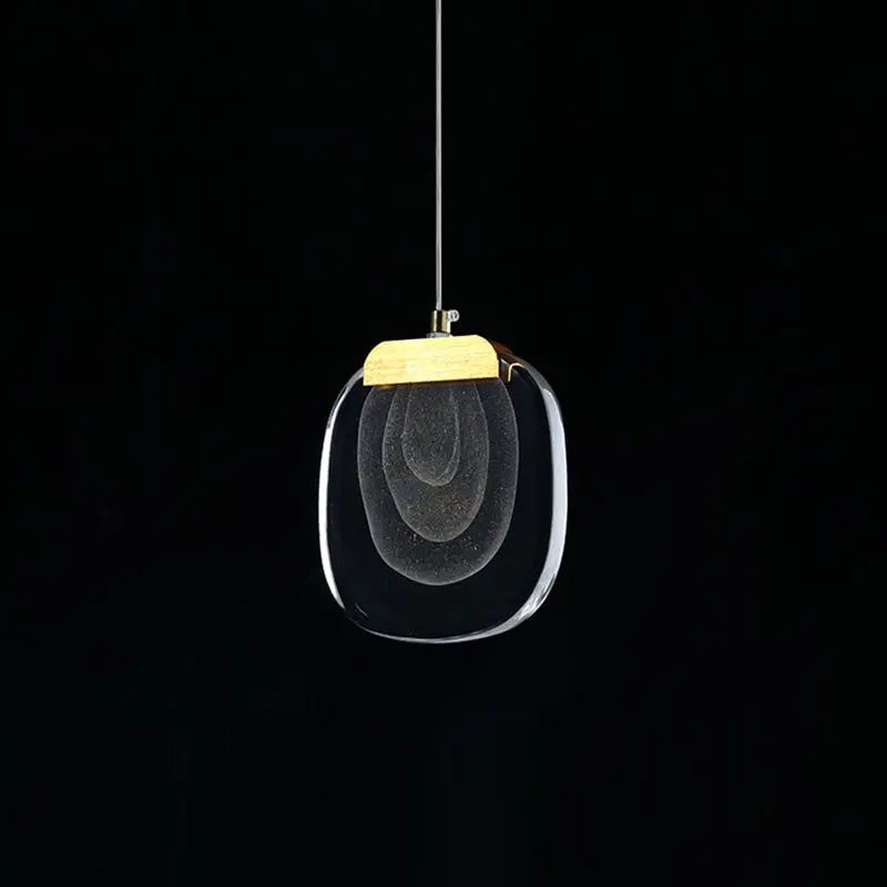 Contemporary Scandinavian Aluminum Crystal Round LED Chandelier for Living Room BulbSquare