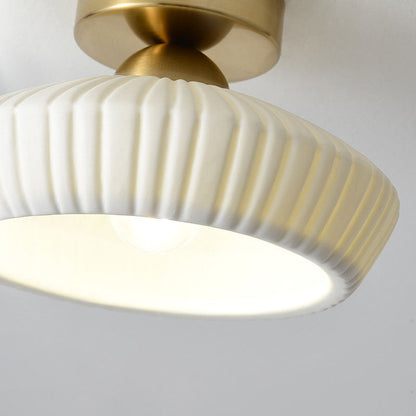 Modern Light Luxury Ceramic Disc 1-light Semi-flush Mount Lighting