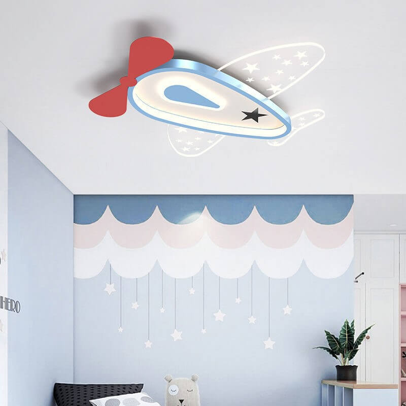 Lumendat Cartoon Creative Aircraft Iron Acrylic Kids LED Flush Mount Ceiling Light Lumendat