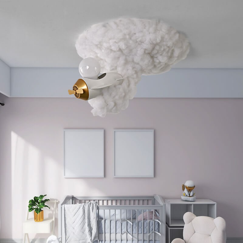 Modern Creative Spray Airplane Cotton 1/3/5-light Kids Flush Mount Ceiling Light