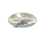 Modern Art Deco Dolphin Round Acrylic Iron LED Flush Mount Ceiling Light for Living Room