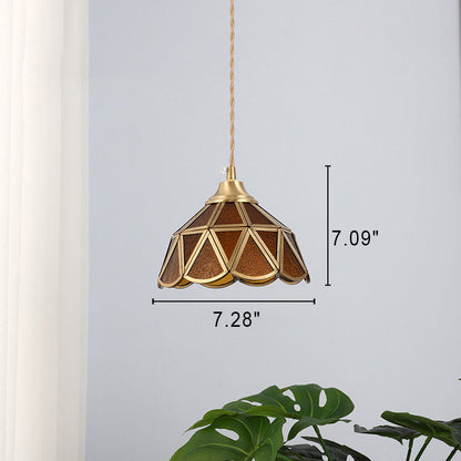 Japanese Vintage Water Pattern Glass Cone 1-light Pendant Light