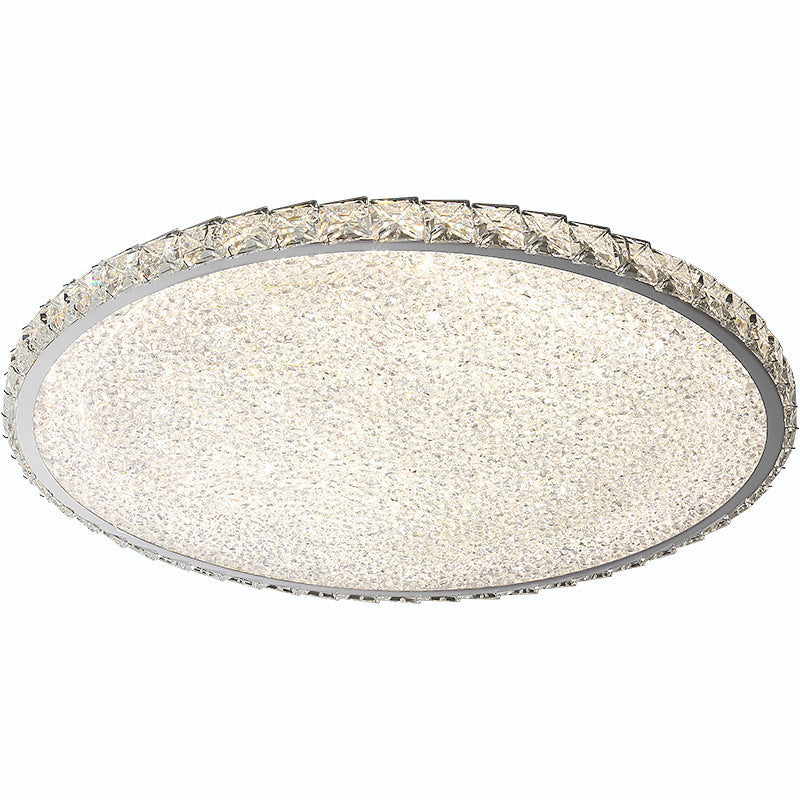 Modern Luxury Stainless Steel Crystal Round Square Rectangular LED Flush Mount Ceiling Light For Living Room Lumendat