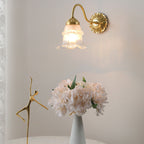 Traditional French Glass Flower Copper 1-Light Wall Sconce Lamp For Living Room Lumendat