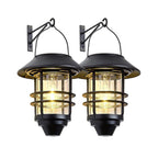Contemporary Retro Solar Waterproof Aluminum Glass Lantern Cylinder 1-Light Hanging Wall Sconce Lamp For Outdoor Patio Lumendat