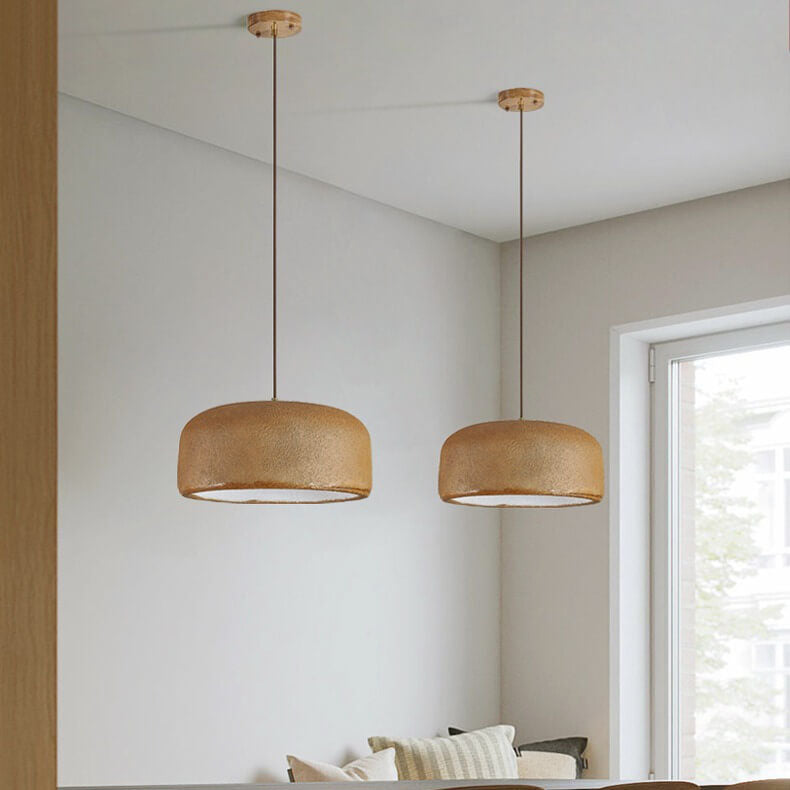 Japanese Minimalist Matte Texture Resin Dome 1-light Pendant Light BulbSquare