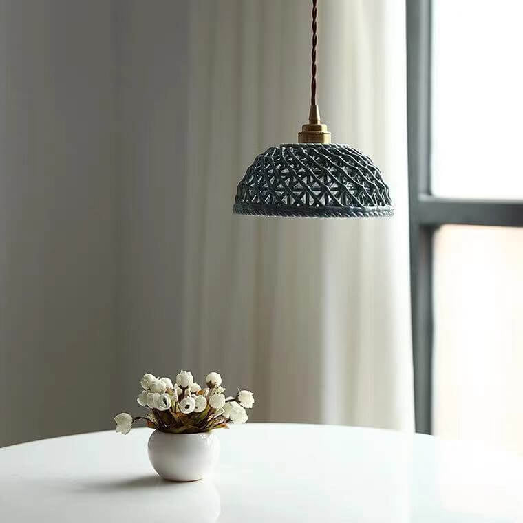 Vintage Ceramic Lattice Design 1 - Light Pendant Light BulbSquare