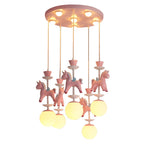 Lumendat Modern Art Deco Kids Iron Resin Glass Round Base Ball Horse 1/3/5 Light Flush Mount Ceiling Light For Bedroom Lumendat