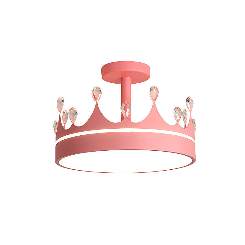 Cartoon Creative Crown LED Kids Semi-flush Mount Ceiling Light