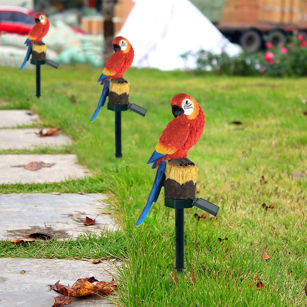Outdoor Solar Waterproof Colorful Resin Parrot LED Lawn Insert Landscape Light Lumendat