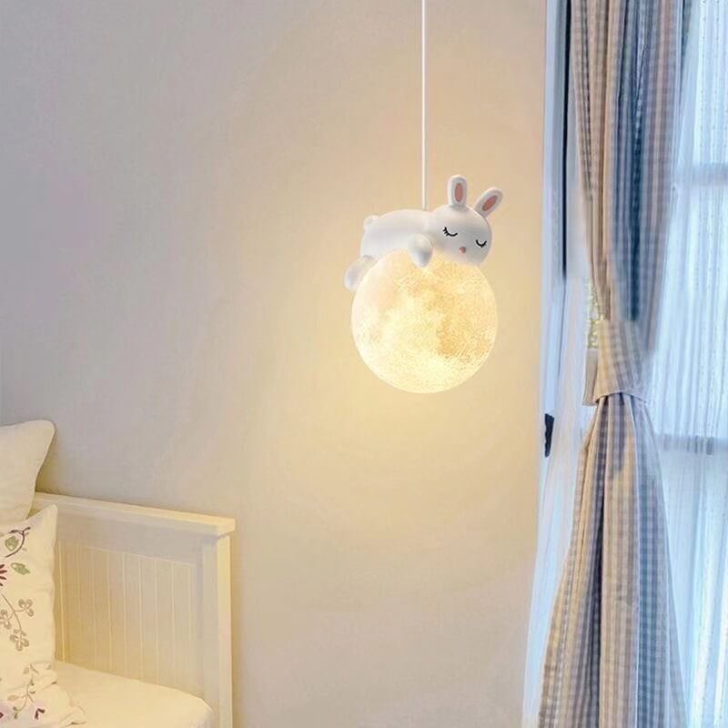 Lumendat Modern Simple Resin Bear Rabbit Decorative Iron 1-Light Pendant Light Lumendat