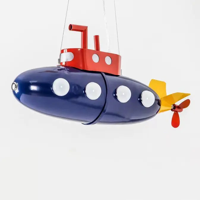 Contemporary Creative Cartoon Submarine Iron LED Kids Chandelier for Bedroom BulbSquare