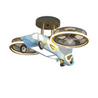 Lumendat Contemporary Creative Hardware Kids Aircraft LED Downrods Ceiling Fan Light For Bedroom Lumendat