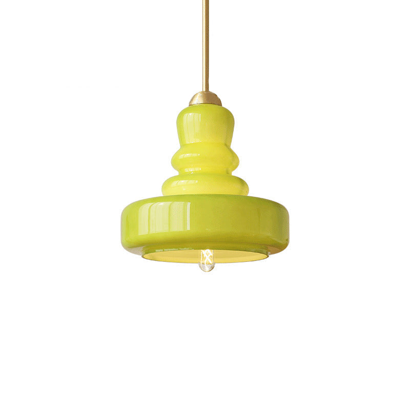 Modern Colorful Glass Gourd Shade 1-light Pendant Light BulbSquare