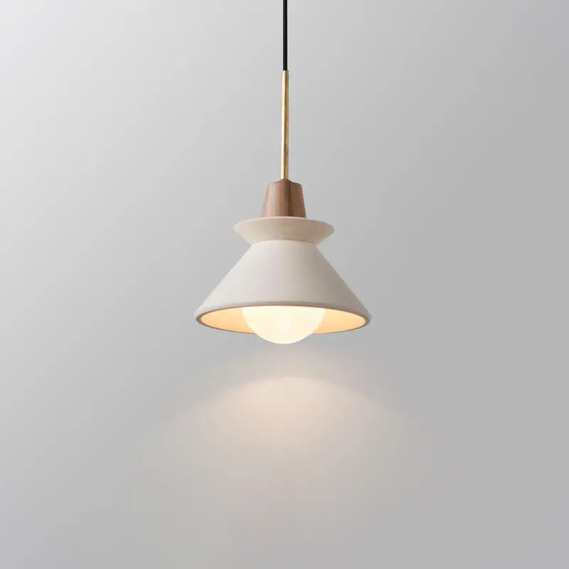 Nordic Minimalist White Cement 1-light Tapered Pendant Light Lumendat