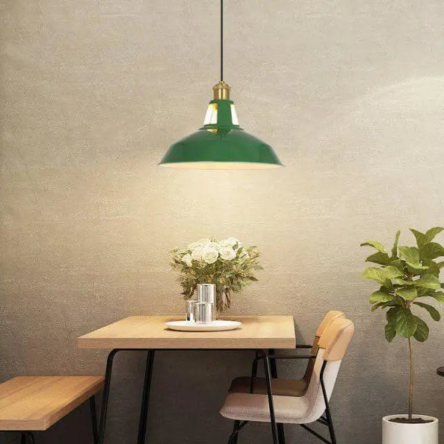 Industrial Vintage Green Iron Dome Cone 1-light Pendant Light Lumendat