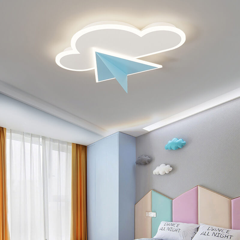 Lumendat Creative Cartoon Clouds Airplane LED Kids Flush Mount Ceiling Light Lumendat