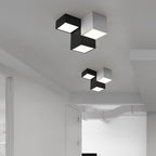 Modern Minimalist Cube Iron Acrylic LED Flush Mount Ceiling Light for Living Room