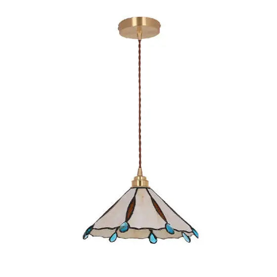 Vintage Tiffany Stained Glass Umbrella Shape 1-light Pendant Light BulbSquare