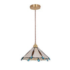 Vintage Tiffany Stained Glass Umbrella Shape 1-light Pendant Light BulbSquare