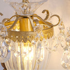 Traditional French Court Lantern Brass Crystal 1/2 Light Wall Sconce Lamp For Living Room