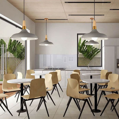 Nordic Macaron Barn Metal Wood 1-light Pendant Light