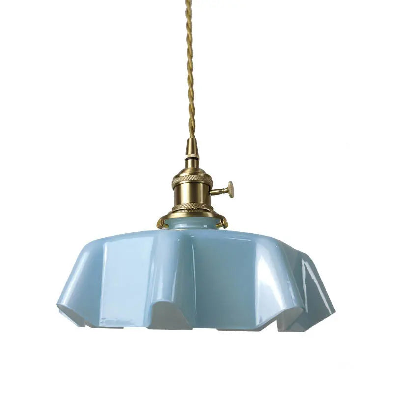 Traditional Japanese Cream Petal Glass Iron 1-light Pendant Light for Dining Room BulbSquare