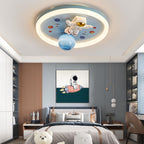 Lumendat Childlike Cartoon Resin Astronaut Round Acrylic LED Flush Mount Ceiling Light Lumendat
