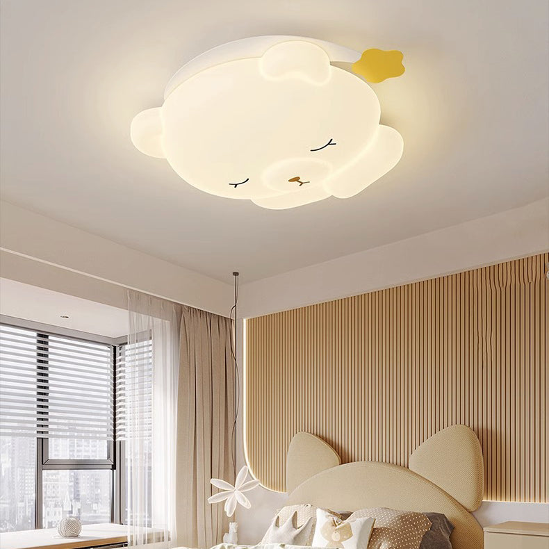 Lumendat Modern Art Deco Kids Iron PE Bear LED Flush Mount Ceiling Light For Bedroom Lumendat
