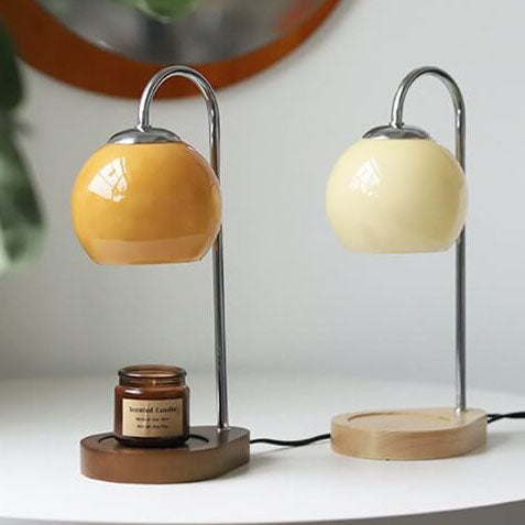 Modern Simple Solid Wood Candle Spherical 1-Light Melting Wax Table Lamp Lumendat