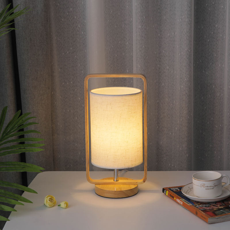 Modern Minimalist Wood Cloth Portable LED Night Light Table Lamp Lumendat
