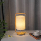 Modern Minimalist Wood Cloth Portable LED Night Light Table Lamp Lumendat