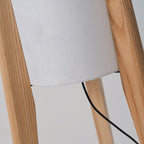 Traditional Chinese Fabric Cylinder Shade Wood Tripod 1-Light Standing Floor Lamp For Study Lumendat